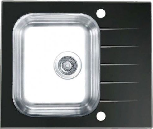 Фото товара: ALVEUS VITRO 10 RAL9005-90, мойка, нержавеющая сталь/стекло, черный