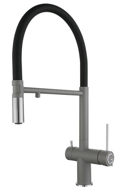 Фото товара: Rivelato ADRIA 1523517 grigio/cromo, смеситель, гранит, серый/хром