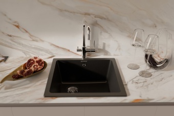 Детальное фото товара: Rivelato BERKANA BK-45 beige scuro, мойка, гранит, темно-бежевый