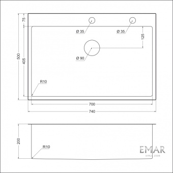 Детальное фото товара: Emar EMB-125A PVD Nano Dark, мойка, вороненая сталь