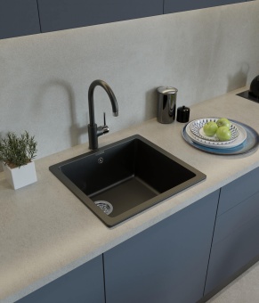Детальное фото товара: Rivelato BERKANA BK-45 grigio metallizzato, мойка, гранит, серый металлик