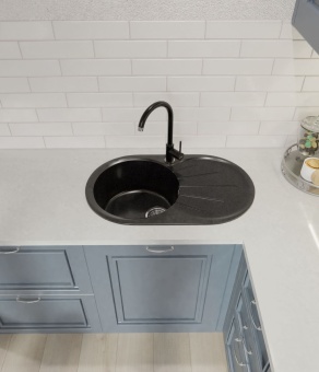 Детальное фото товара: GranFest RONDO GF-R-750 L, мойка, мрамор, топаз