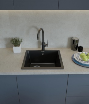 Детальное фото товара: Rivelato BERKANA BK-45 grigio metallizzato, мойка, гранит, серый металлик