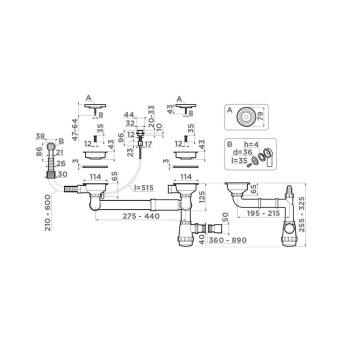 Детальное фото товара: Omoikiri WK-1,5CL-R-AB022-A Арматура для полуторачашевых моек с круглым переливом, античная латунь