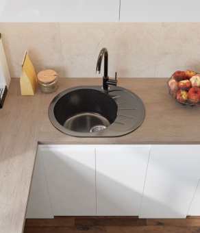 Детальное фото товара: GranFest RONDO GF-R-580 L, мойка, мрамор, иней