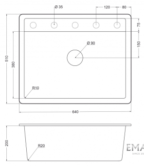 Детальное фото товара: Emar EMQ-1640.Q, мойка, гранит, морион