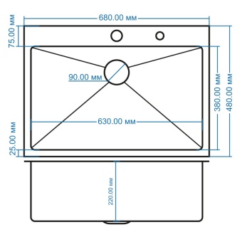 Детальное фото товара: AMALET 6848-PT-BL, мойка, нержавеющая сталь, графит