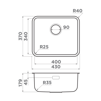 Детальное фото товара: Omoikiri Omi 43-U/I-IN Ultra Mini, мойка, нержавеющая сталь