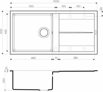 Детальное фото товара: Omoikiri Sumi 100-WH, мойка, гранит, белый