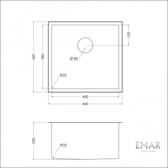 Детальное фото товара: Emar EMB-131 PVD Nano Golden, мойка, нержавеющая сталь, золото 