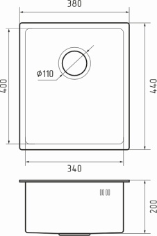 Детальное фото товара: Rivelato RINOX 3844 UN PVD black, мойка, нержавеющая сталь, черный