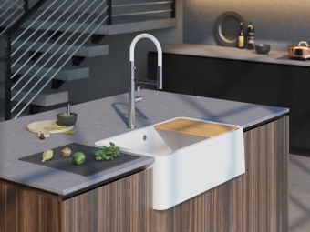 Детальное фото товара: Omoikiri Tarento 83-WH, мойка, гранит, белый