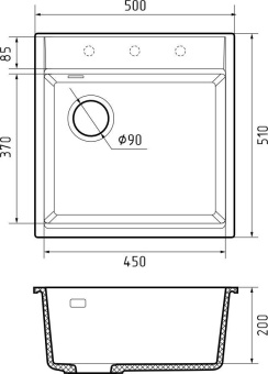 Детальное фото товара: Rivelato TESORO TR-505-L antracite, мойка, гранит, антрацит