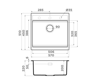 Детальное фото товара: Omoikiri Kitagawa 57-GB, мойка, керамика, графит
