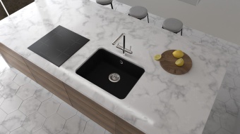 Детальное фото товара: Rivelato BERKANA BK-50 grigio metallizzato, мойка, гранит, серый металлик