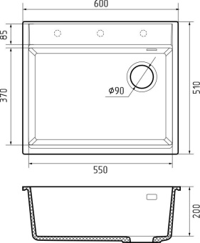 Детальное фото товара: Rivelato TESORO TR-605-R nero, мойка, гранит, черный