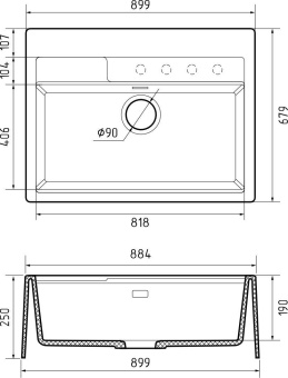 Детальное фото товара: Rivelato MODULIX MD-9082 nero profondo, мойка, керамика, черный