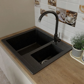 Детальное фото товара: GranFest QUADRO GF-Q-610 K, мойка, мрамор, топаз