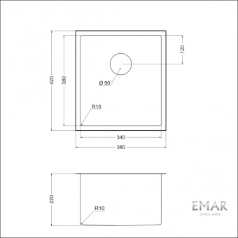Детальное фото товара: Emar EMB-130 PVD Nano Satine, мойка, нержавеющая сталь сатин
