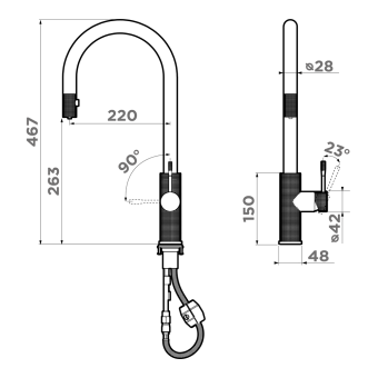 Детальное фото товара: Omoikiri Asakawa-S-LG, смеситель, светлое золото
