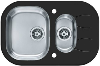 Детальное фото товара: ALVEUS WAVE 30, мойка, нержавеющая сталь/стекло, черный  (компл.с сиф. 1077134)