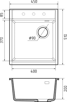 Детальное фото товара: Rivelato TESORO TR-455-R antracite, мойка, гранит, антрацит