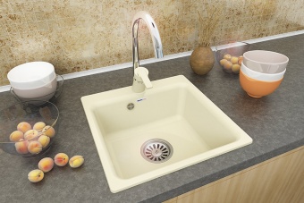 Детальное фото товара: GranFest GF-SMART 430, мойка, мрамор, песочный
