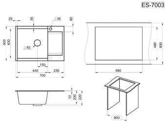 Детальное фото товара: GRANULA ES-7003 мойка, гранит, базальт