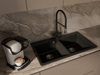 Детальное фото товара: Rivelato ADRIA 1523517 nero/oro, смеситель, гранит, черный/золото