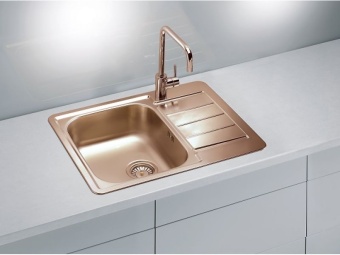 Детальное фото товара: ALVEUS LINE MONARCH 110 COPPER, мойка, нерж.сталь, медь ( в комплекте с выпуском и сифоном)