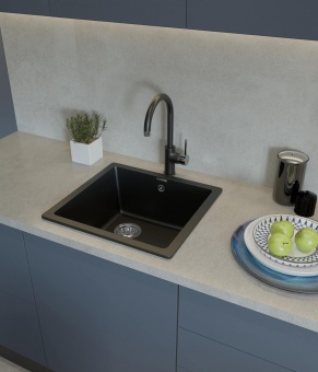 Детальное фото товара: Rivelato BERKANA BK-45 grigio metallizzato, мойка, гранит, серый металлик