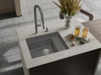 Детальное фото товара: Rivelato NOBILE NB-544-R grigio metallizz, мойка, гранит, серый металлик