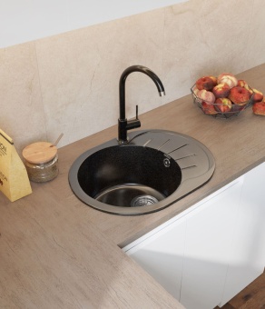 Детальное фото товара: GranFest RONDO GF-R-580 L, мойка, мрамор, иней