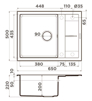 Детальное фото товара: Omoikiri Sumi 65A-WH, мойка, керамика, белый