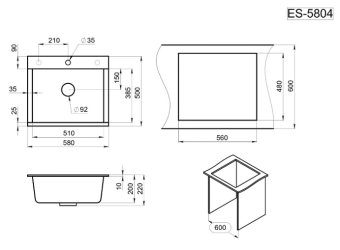 Детальное фото товара: GRANULA ES-5804 мойка, гранит, арктик